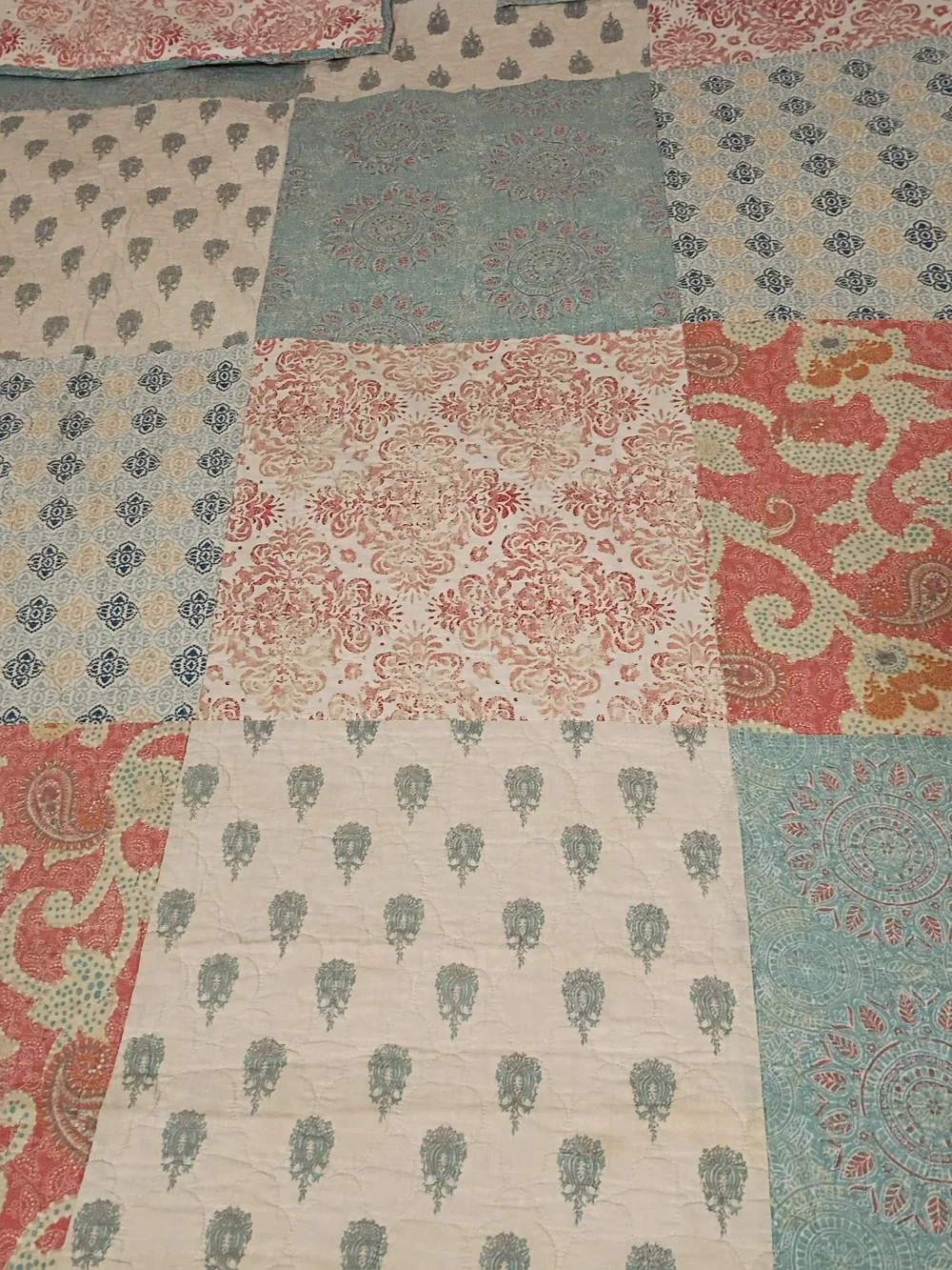 Jessica Simpson Coral and Teal Patchwork Quilt Set